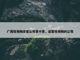 广西短视频运营公司贵不贵，运营短视频的公司