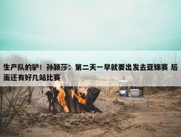 生产队的驴！孙颖莎：第二天一早就要出发去亚锦赛 后面还有好几站比赛