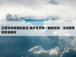 王楚钦承诺满血复活 国乒世界第一解释低迷：活动频繁状态难保持