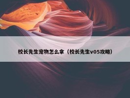 校长先生宠物怎么拿（校长先生v05攻略）