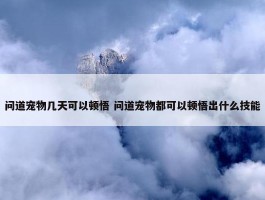 问道宠物几天可以顿悟 问道宠物都可以顿悟出什么技能