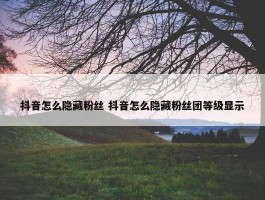 抖音怎么隐藏粉丝 抖音怎么隐藏粉丝团等级显示