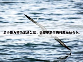 足协无力整治足坛欠薪，需要更高层级行政单位介入。