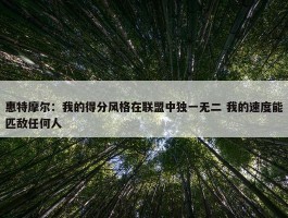 惠特摩尔：我的得分风格在联盟中独一无二 我的速度能匹敌任何人