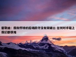 霍勒迪：我和怀特的后场防守没有突破口 任何对手碰上我们都很难