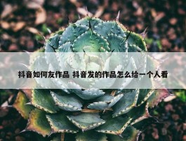 抖音如何友作品 抖音发的作品怎么给一个人看