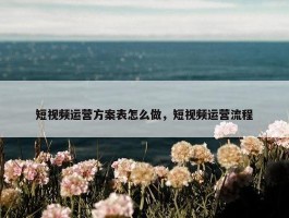 短视频运营方案表怎么做，短视频运营流程