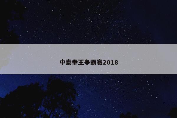 中泰拳王争霸赛2018
